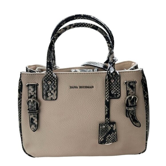 Dana Buchman Handbags - Dana Buchman Purse Snake Animal Print Trim Faux Leather